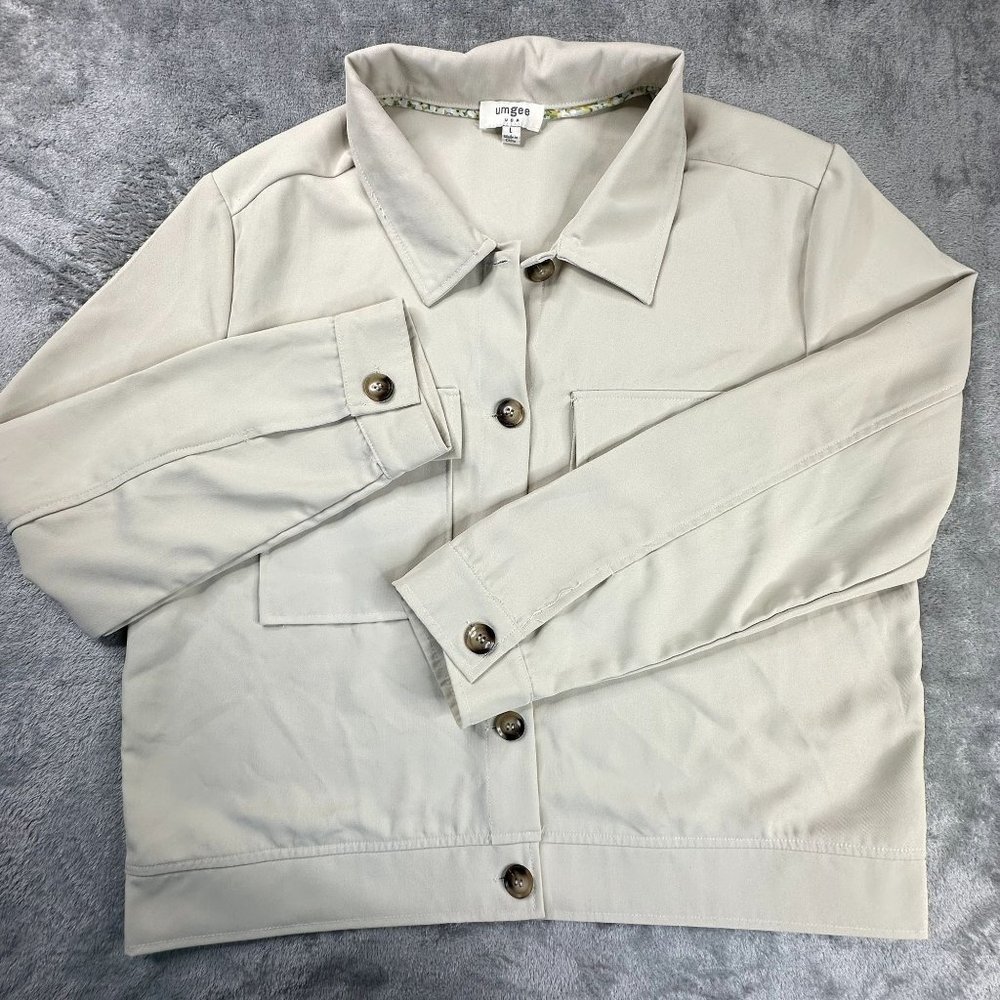 Umgee Jacket Size Large Ivory Color Long Sleeve Button Up‎
